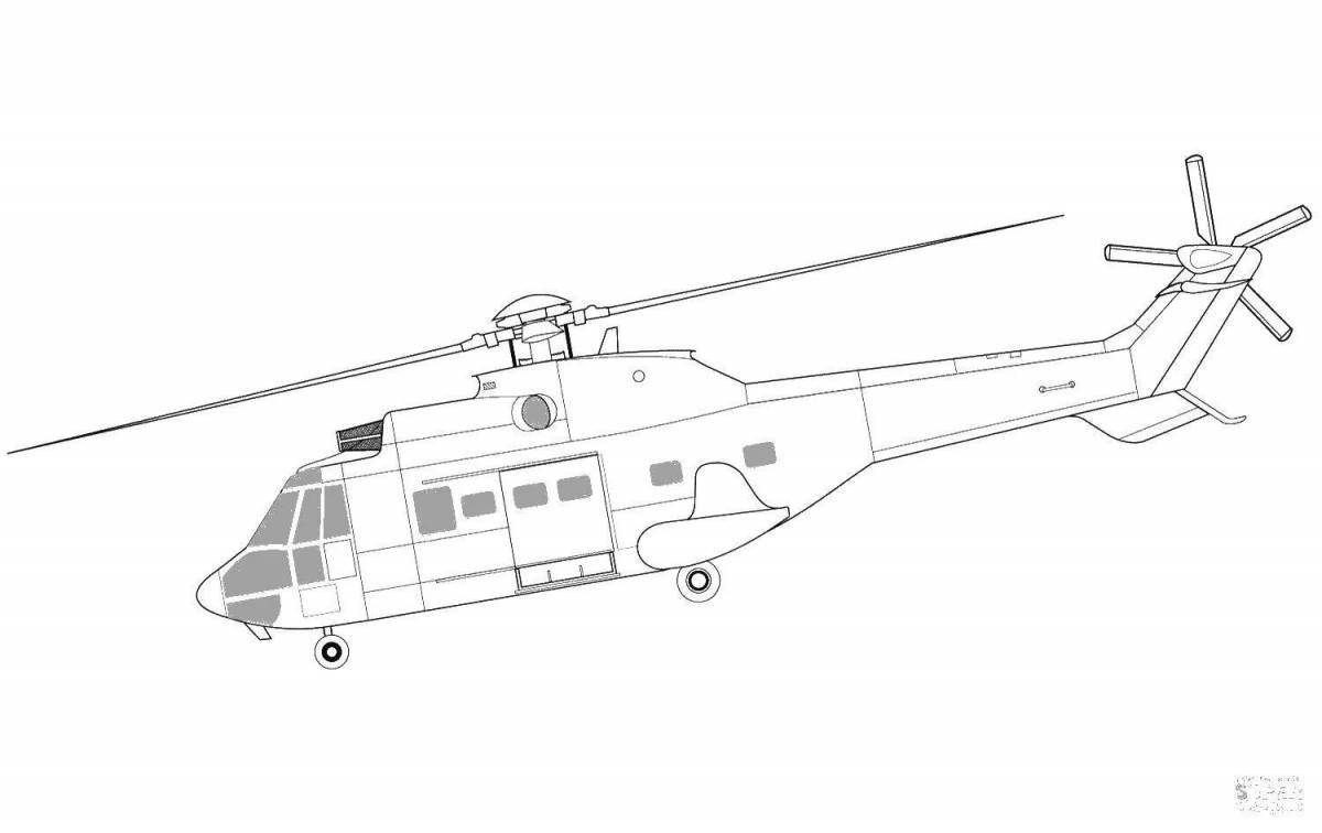 Милый вертолет-аллигатор раскраска