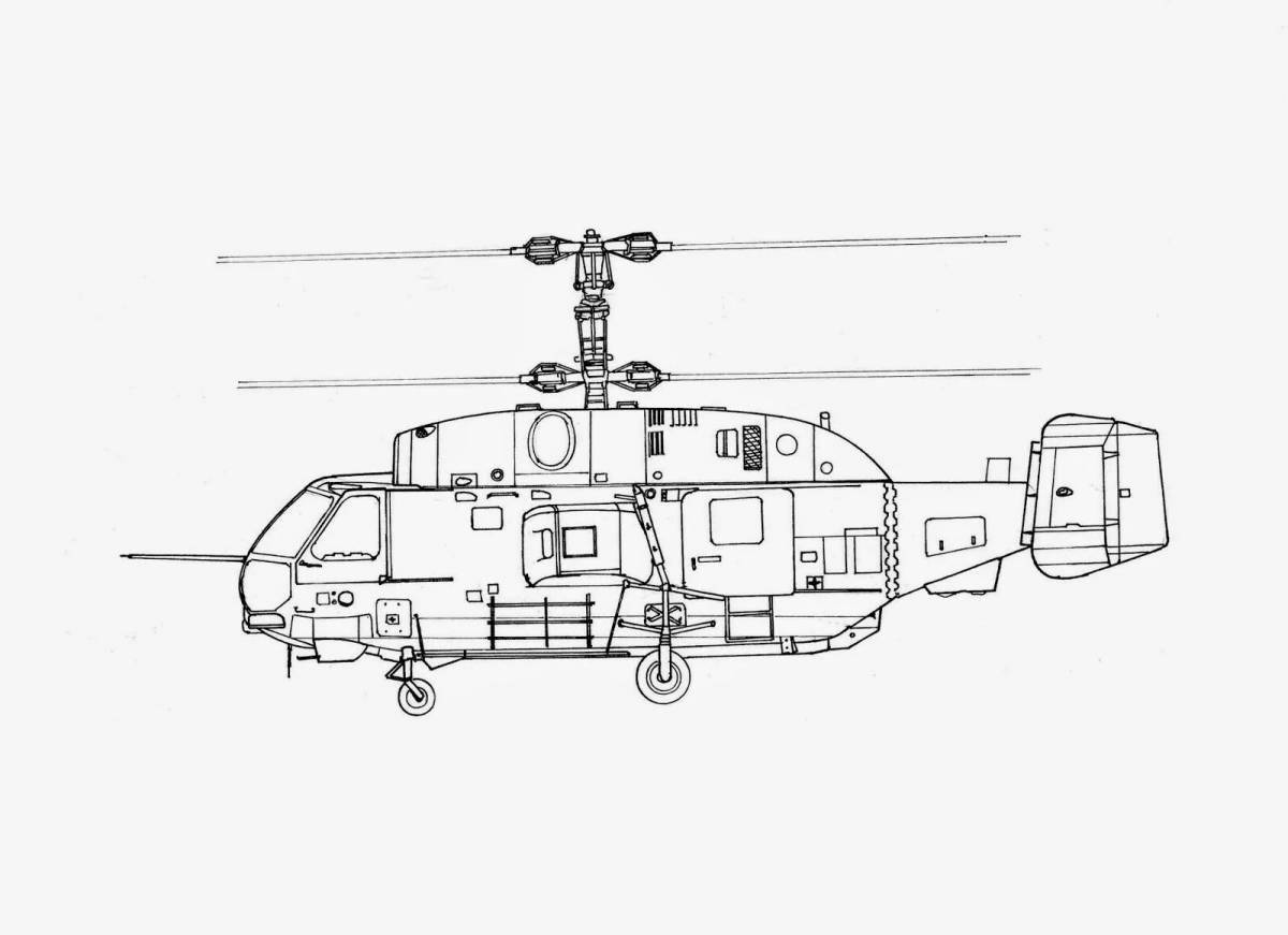 Adorable alligator helicopter coloring page