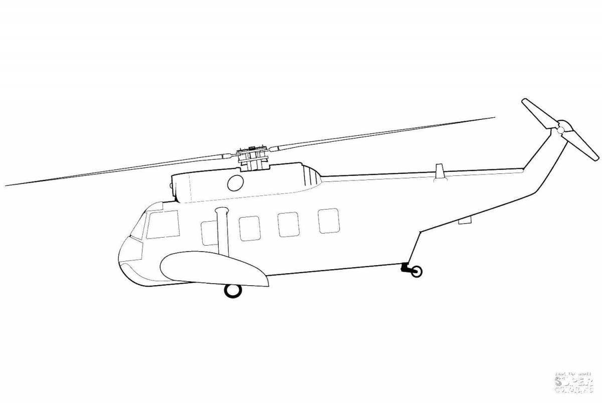 Очаровательная страница раскраски вертолета «аллигатор»