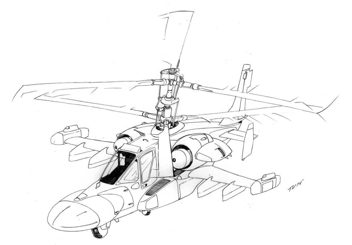 Gorgeous alligator helicopter coloring page