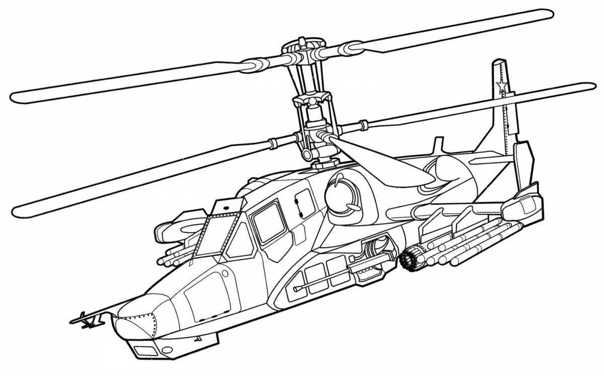 Coloring page elegant alligator helicopter