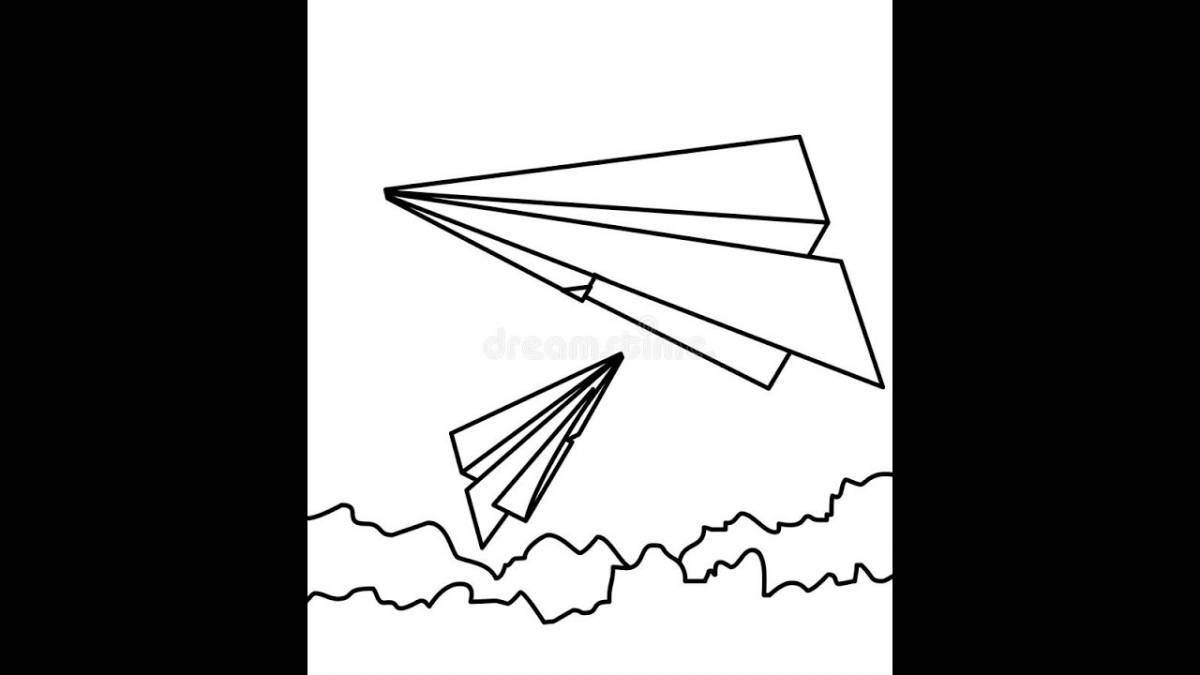 Coloring paper airplane colorful