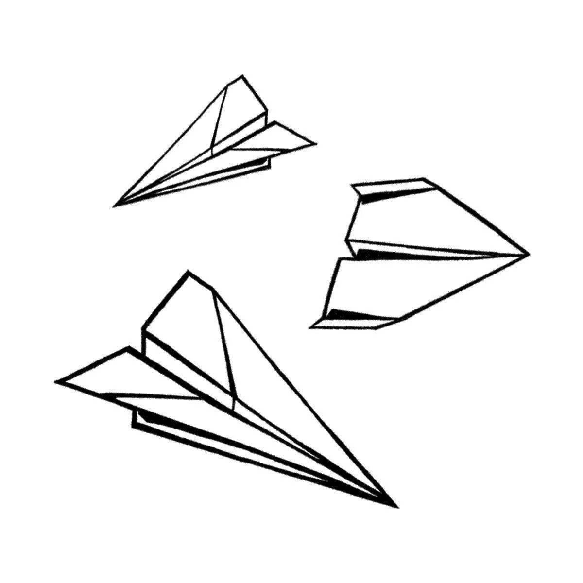 Coloring page happy paper airplane