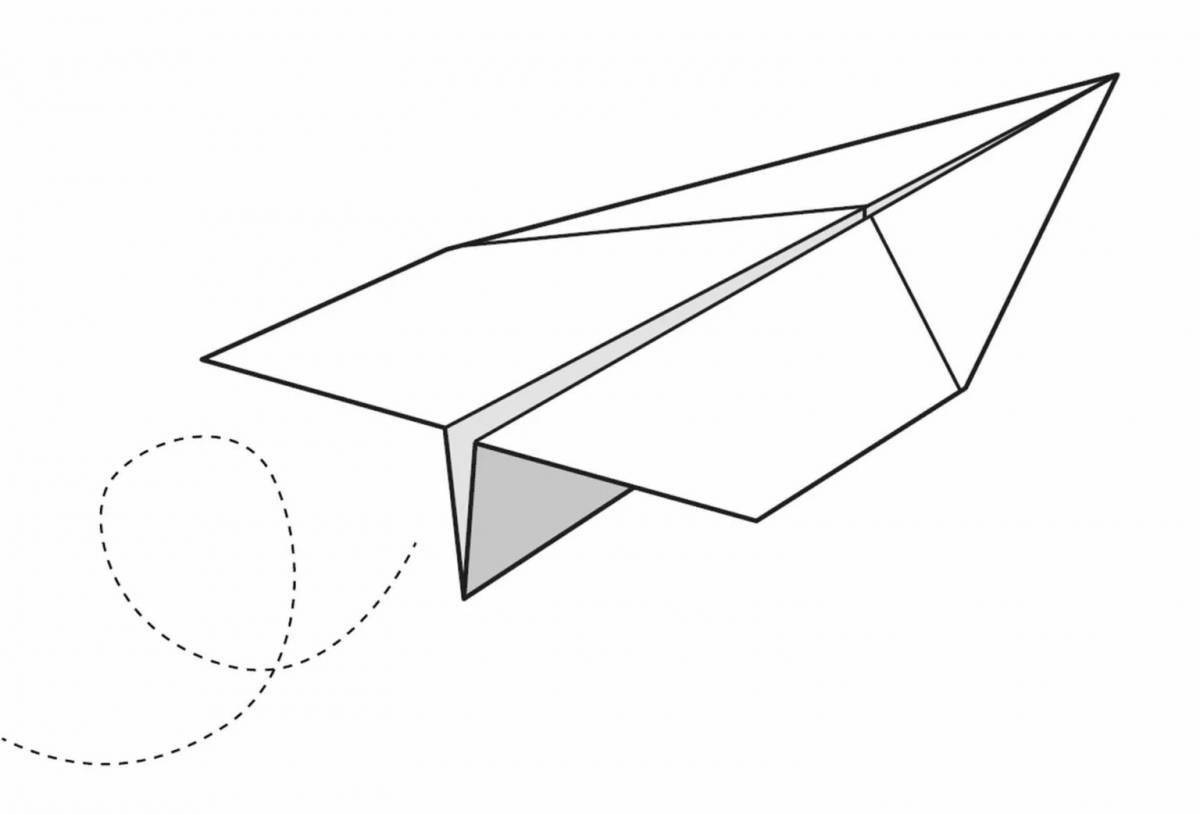 Coloring page funny paper airplane
