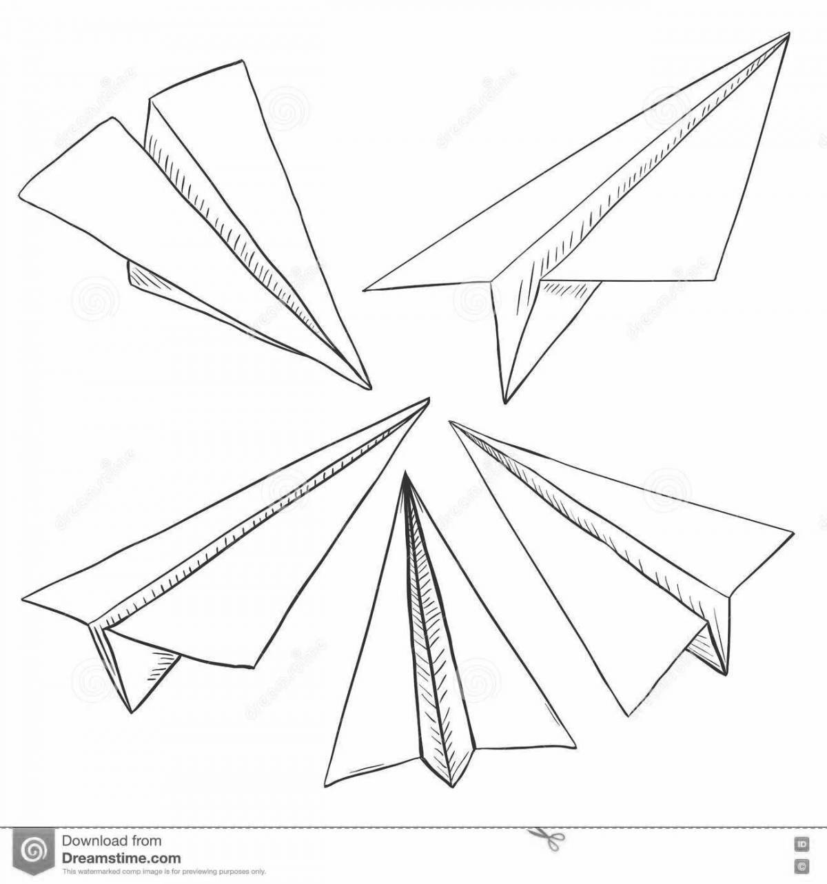 Креативный бумажный самолетик раскраска