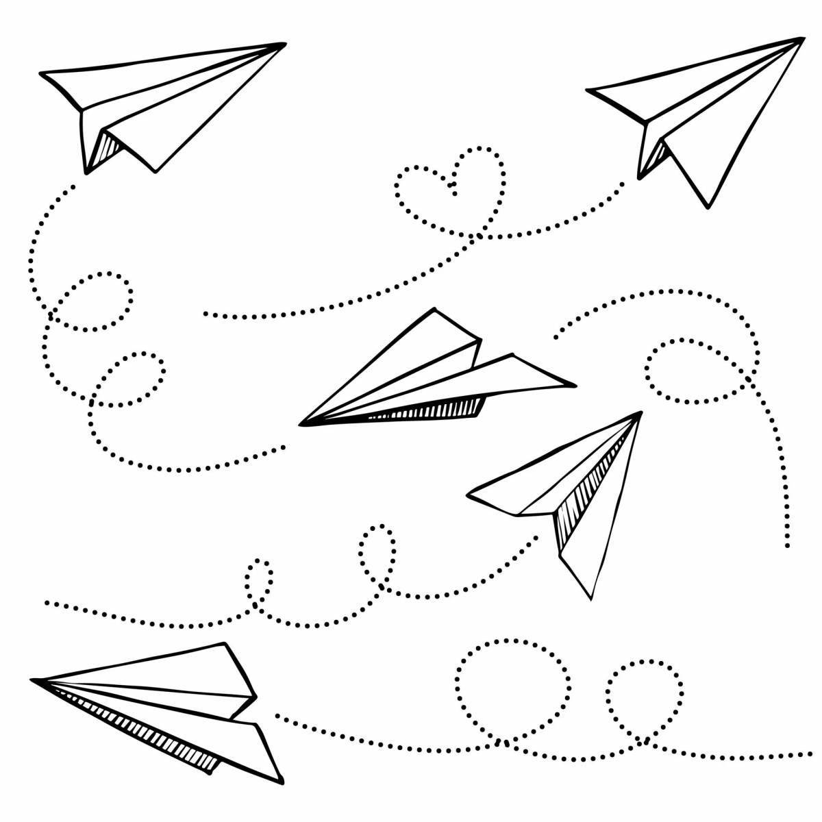 Colorful paper airplane coloring book