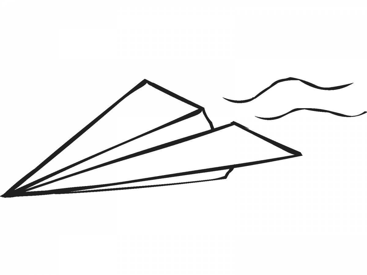 Coloring book colorful flying paper plane
