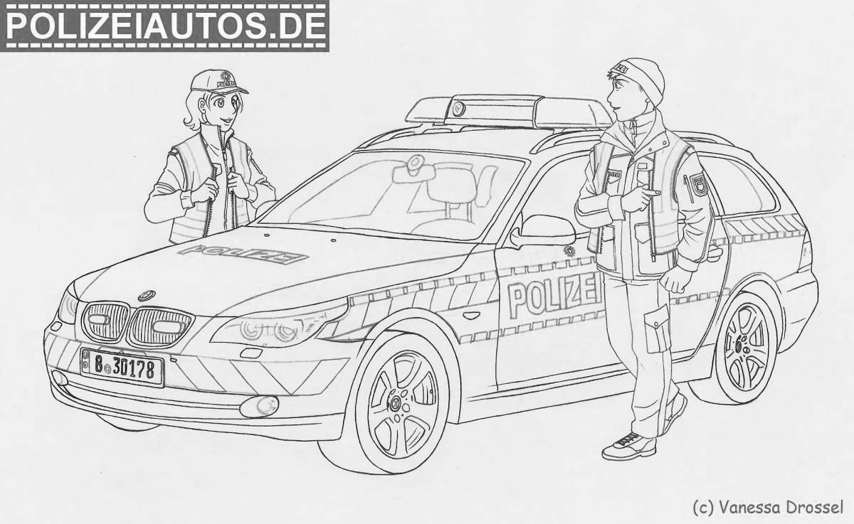Coloring page charming lada police