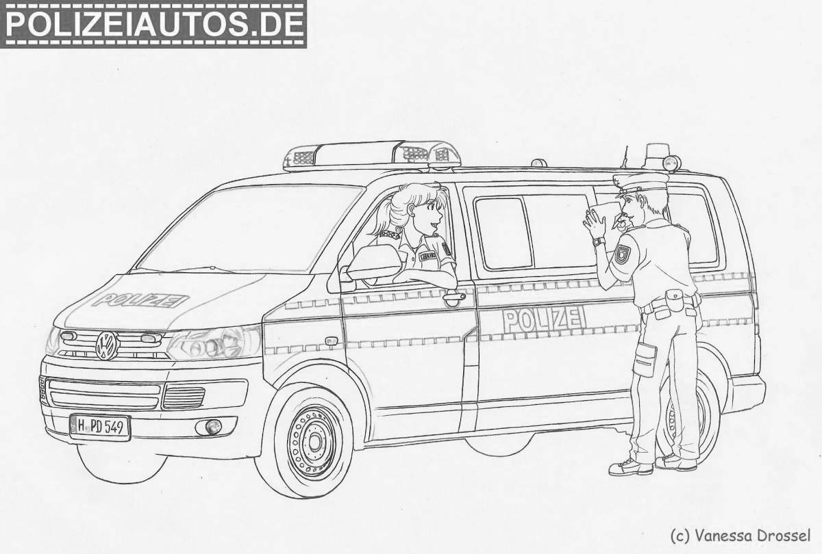 Coloring page happy police van