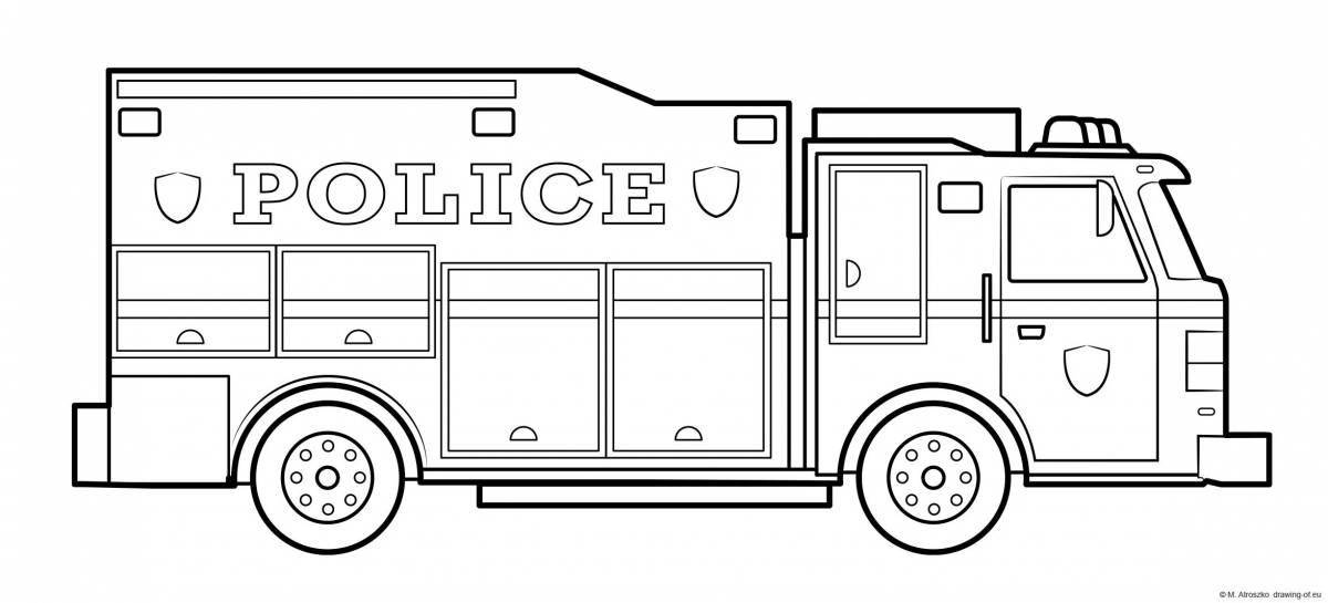 Adorable police van coloring page
