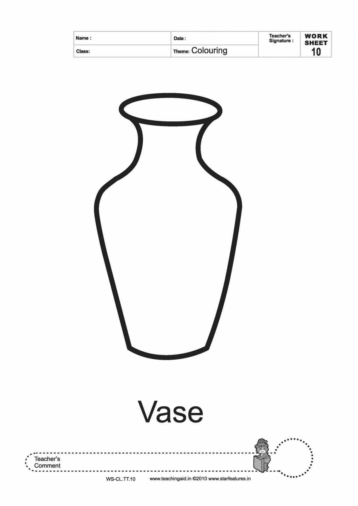 Coloring book shining vase