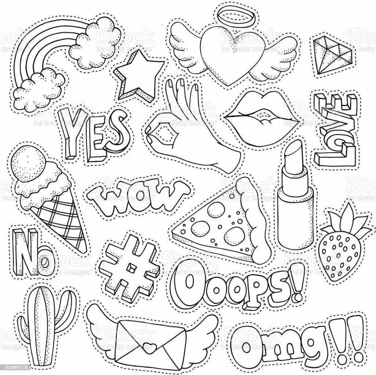 Intriguing coloring pages with stickers