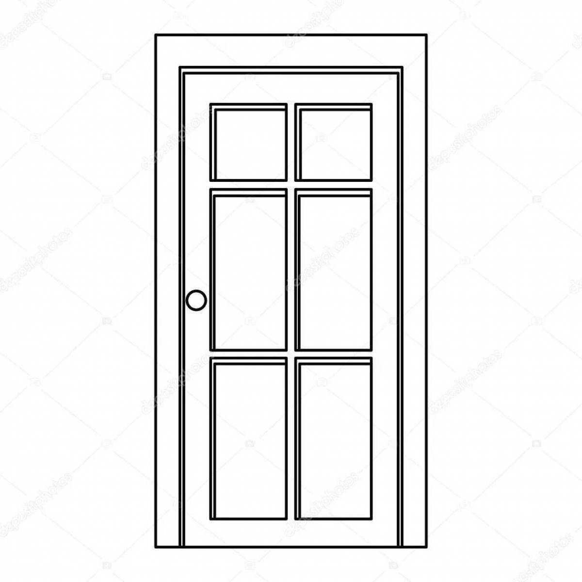 Coloring page funny looking for doors