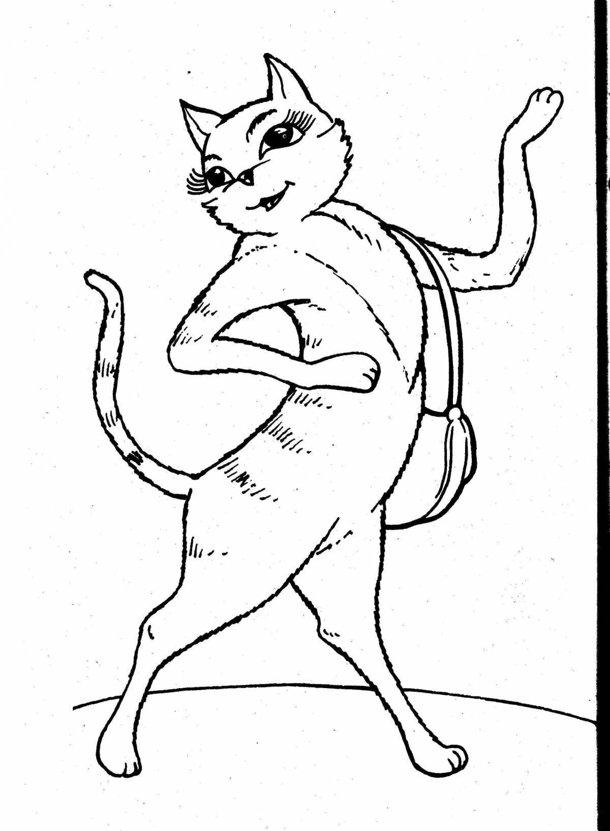 Friendly cat coloring page