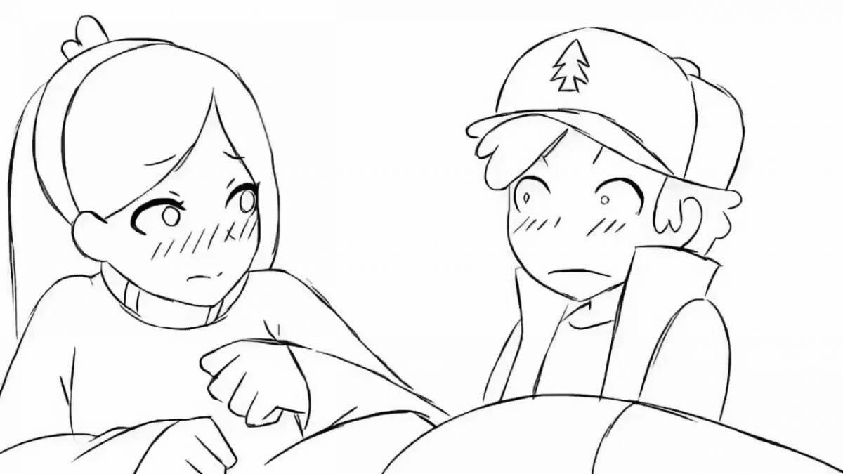 Animated anime gravity falls coloring page