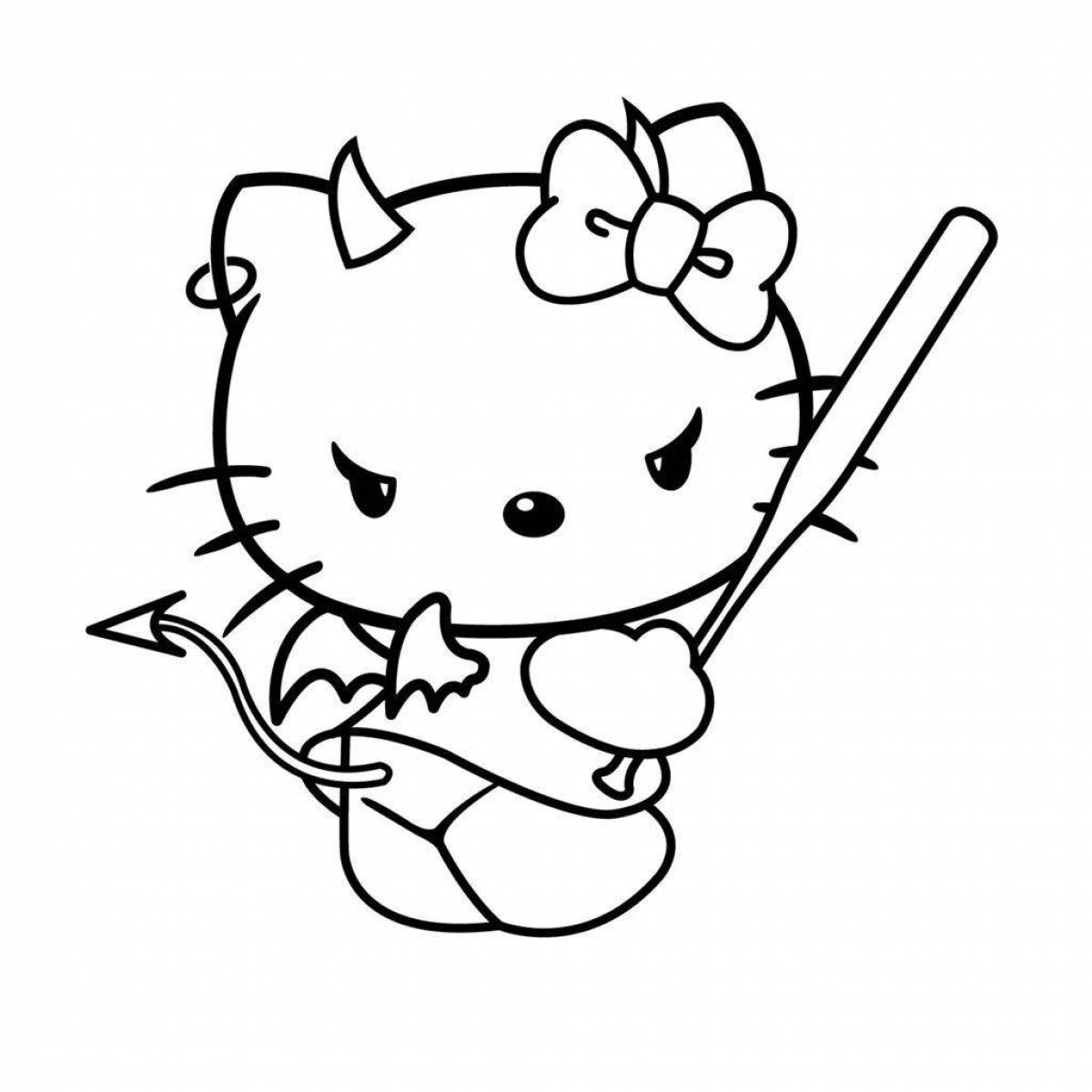 Fabulous hello kitty demon coloring page