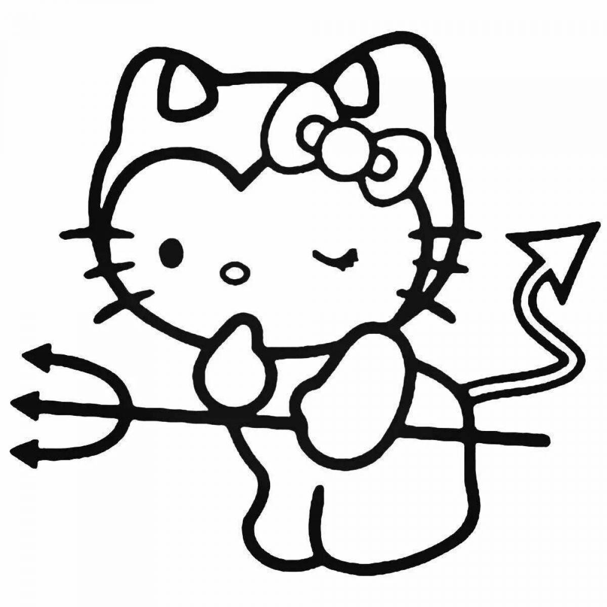 Intriguing hello kitty demon coloring page