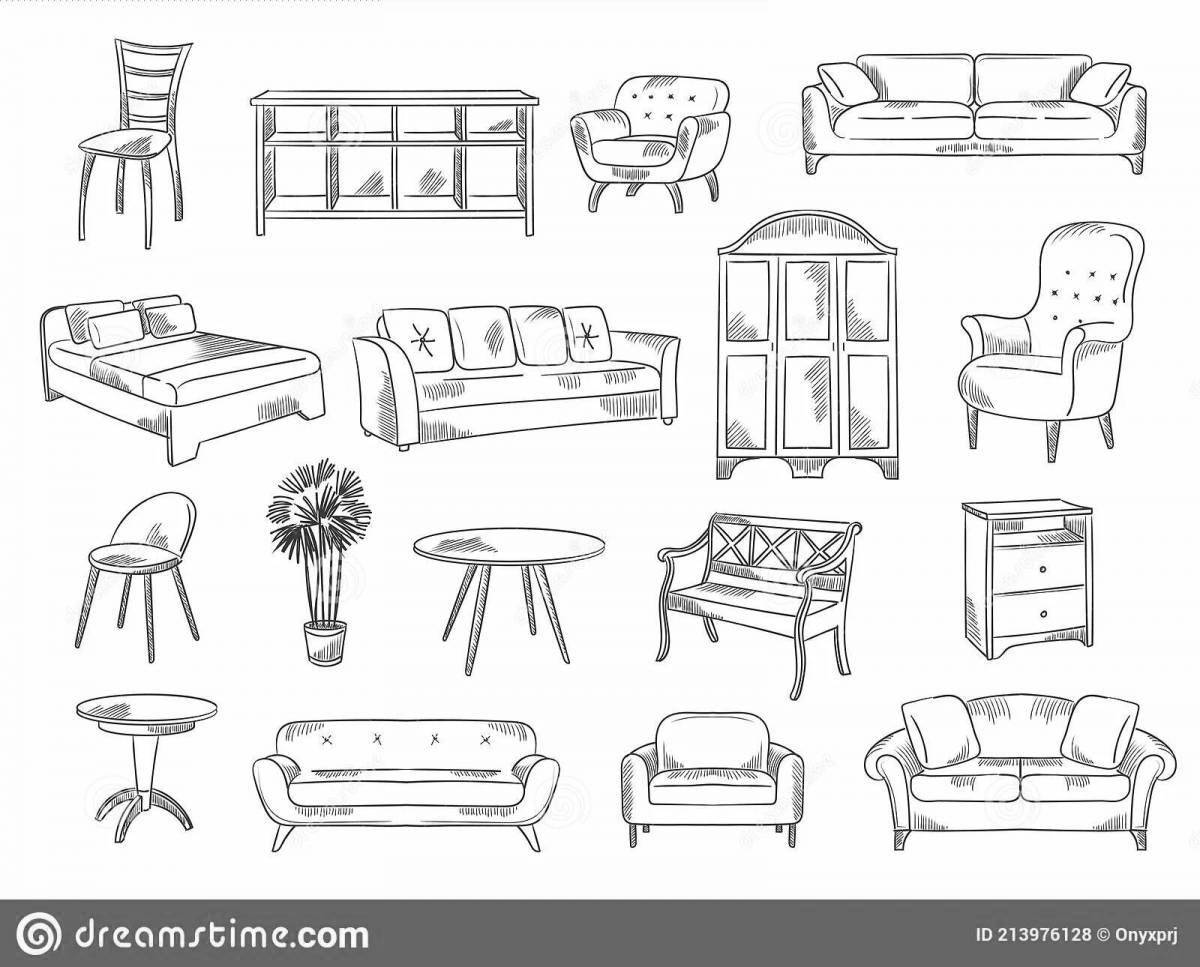 A fun old people furniture coloring page