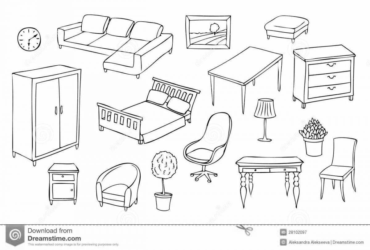 Live elderly furniture coloring page