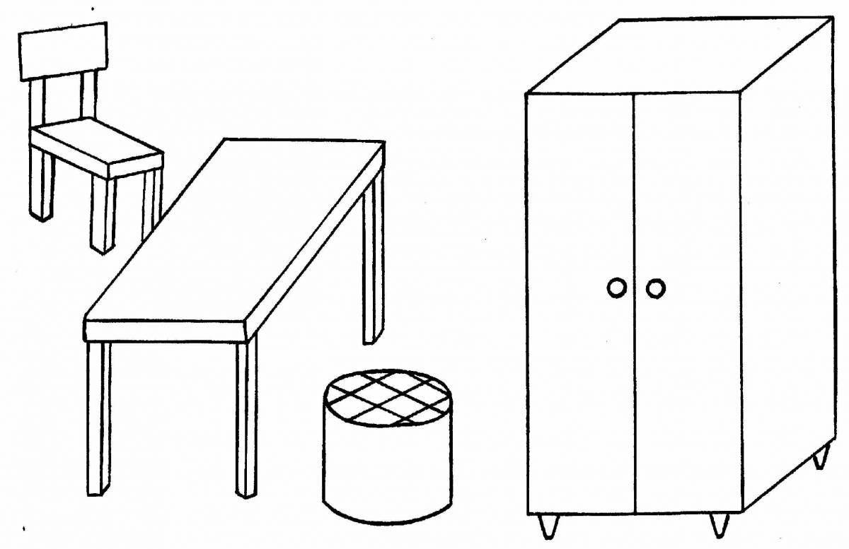 Coloring book delightful furniture for the elderly