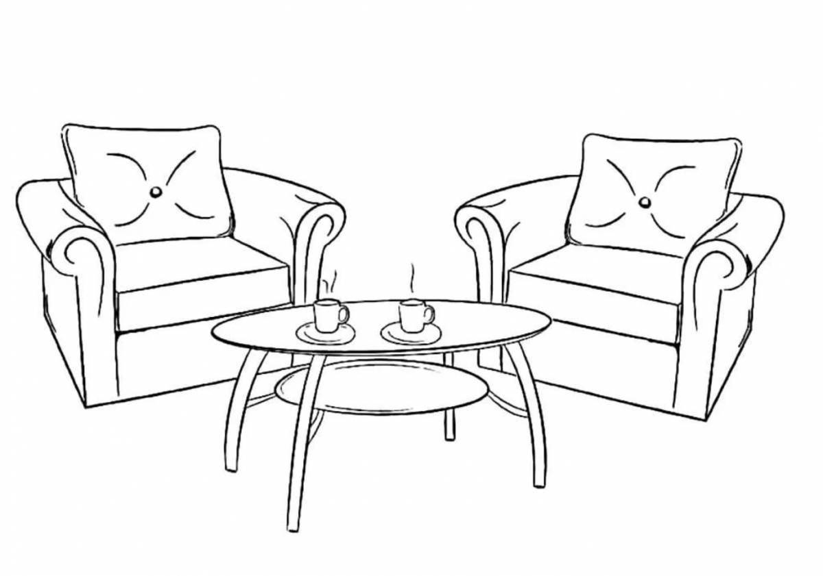 Coloring page attractive furniture for the elderly