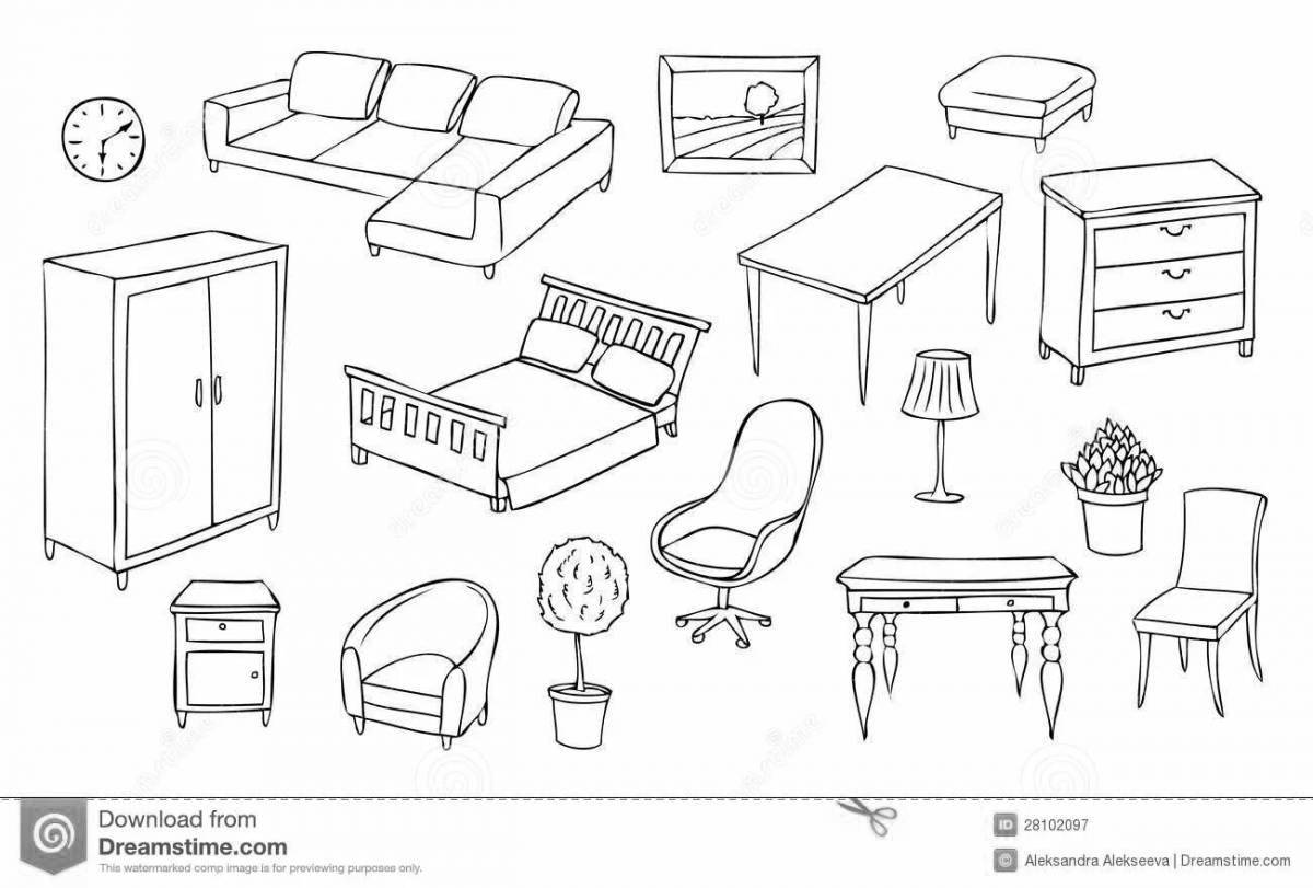 Colorful toko boca furniture coloring page