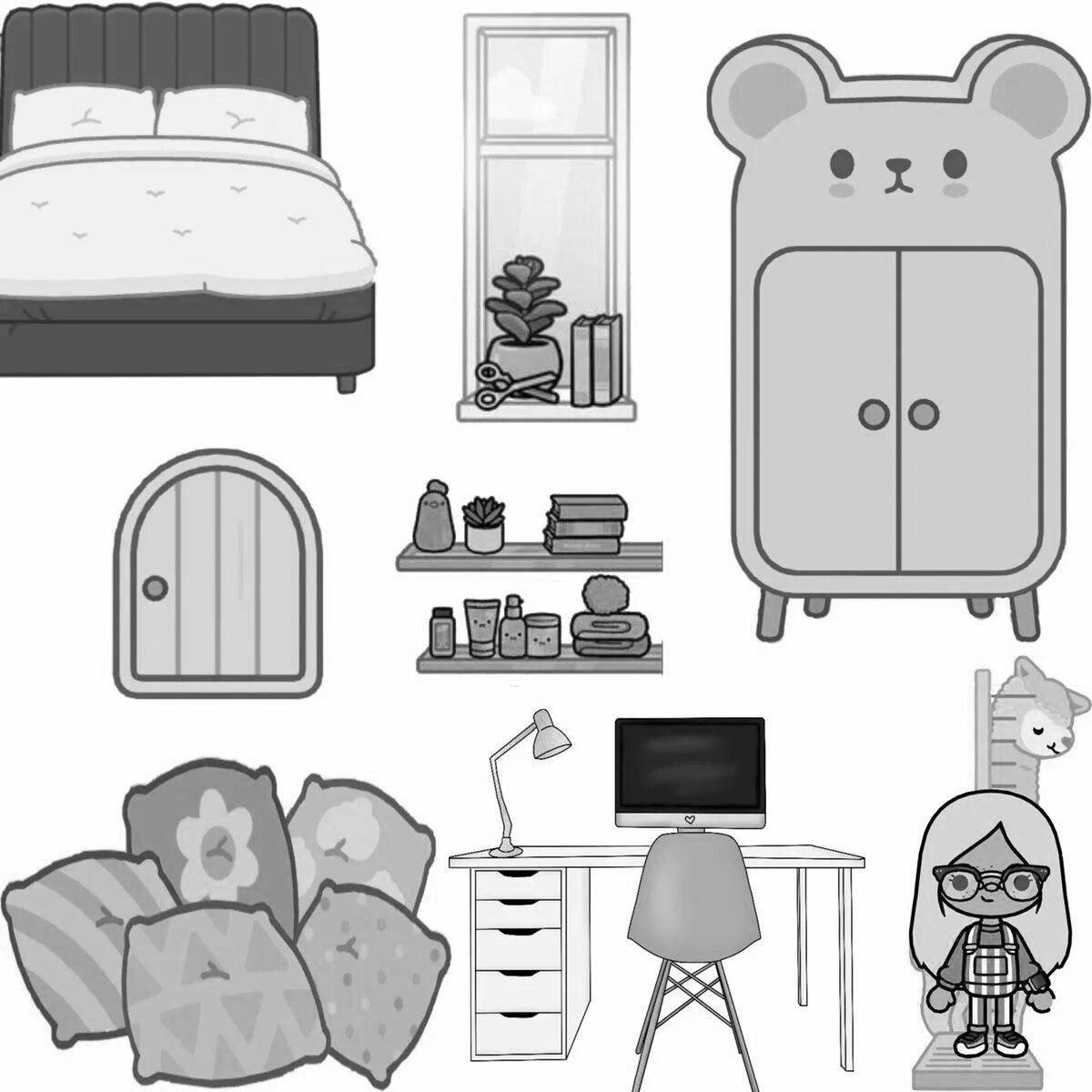 Toko boca charming furniture coloring book