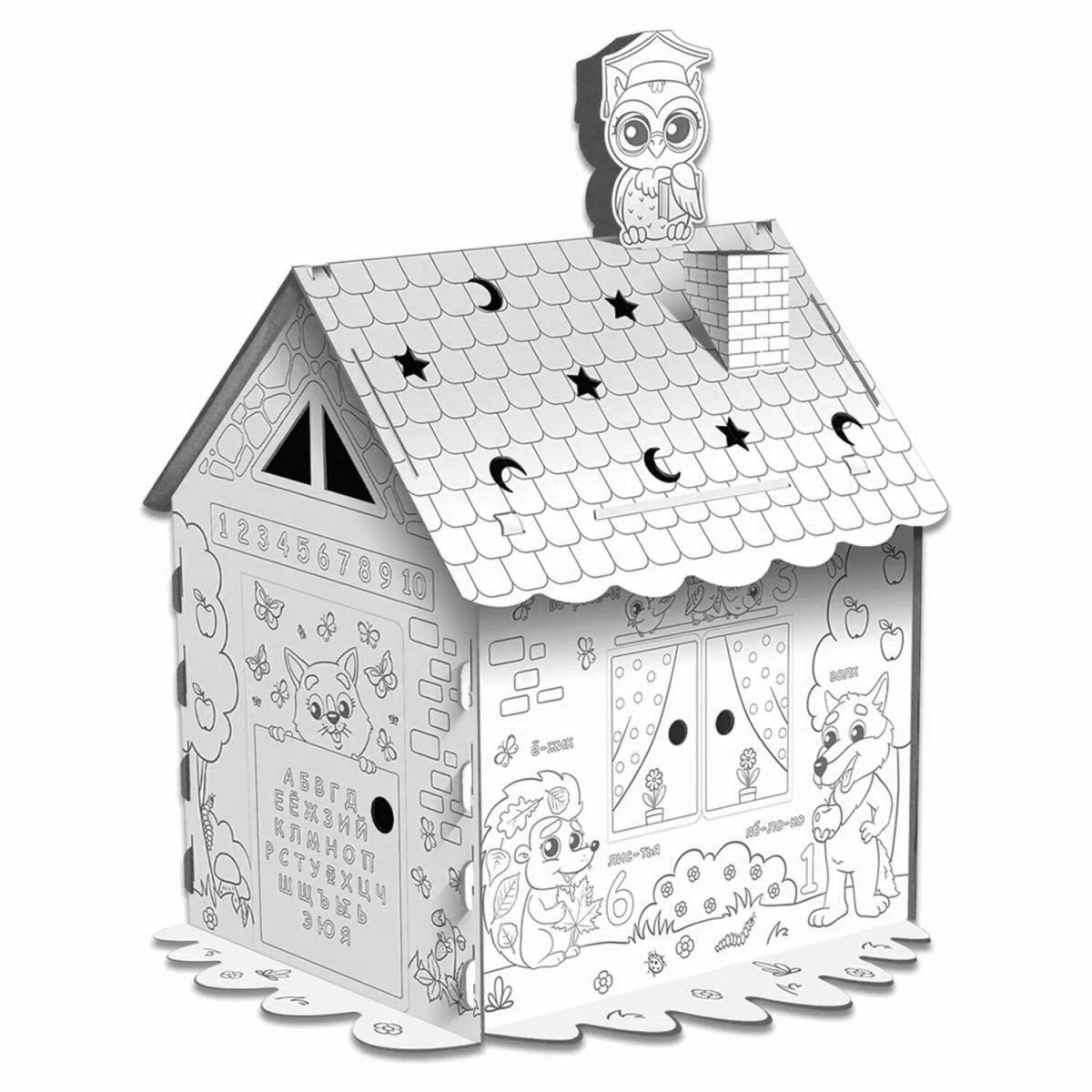 Colorful cardboard house for coloring