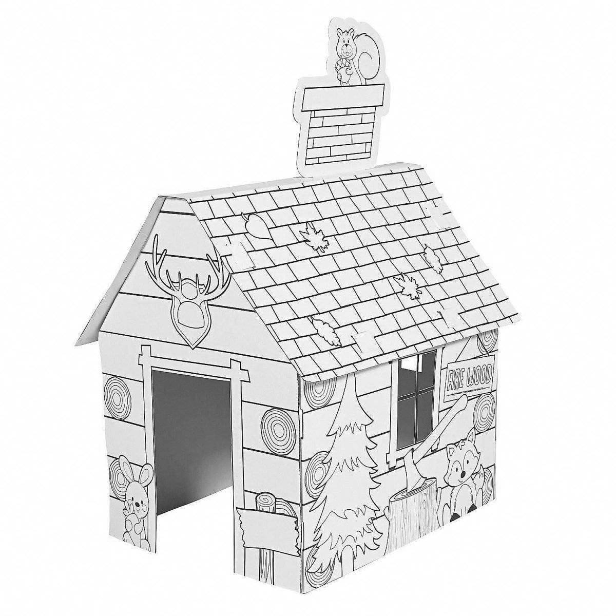 Fancy cardboard house for coloring