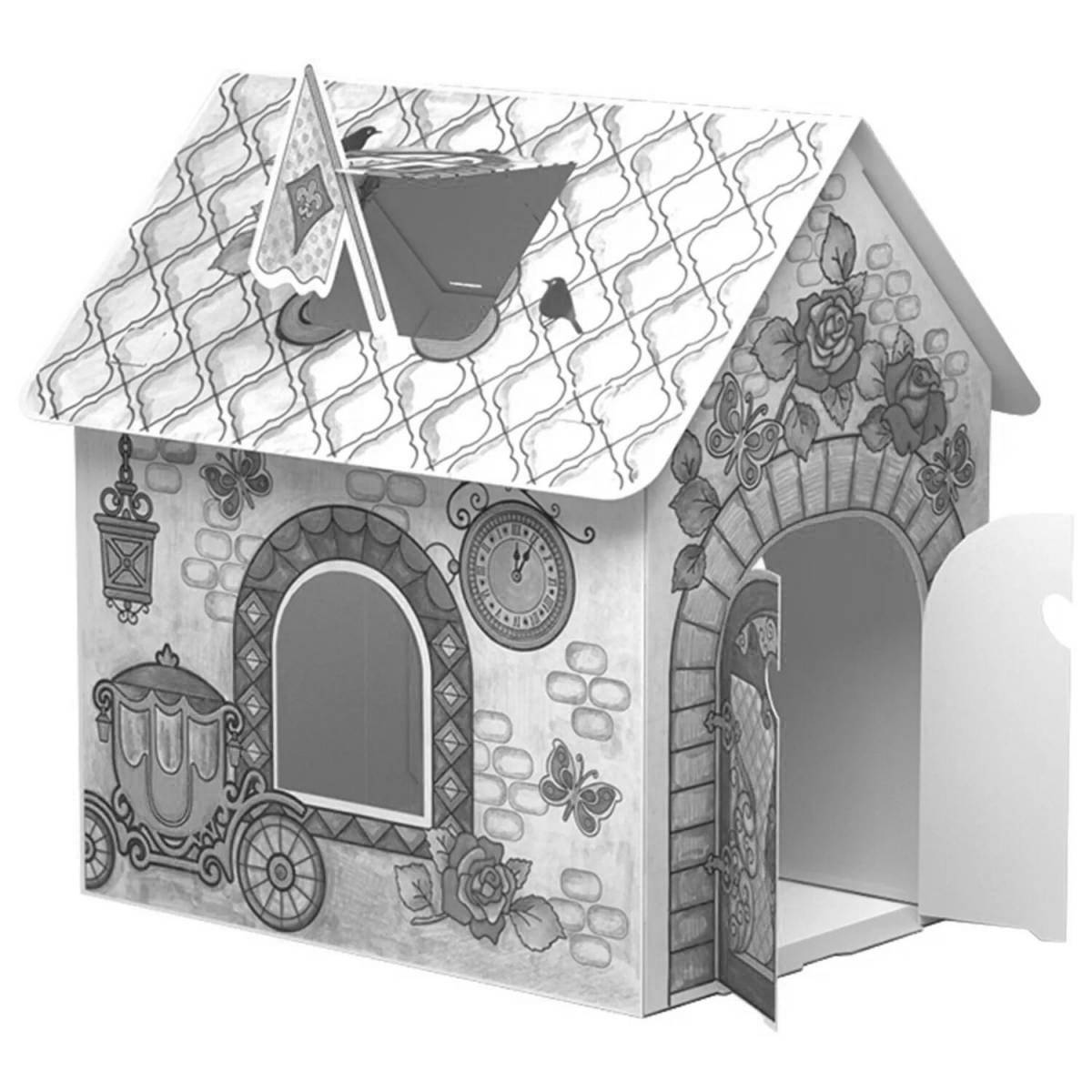 Crazy Color Cardboard House Coloring Page