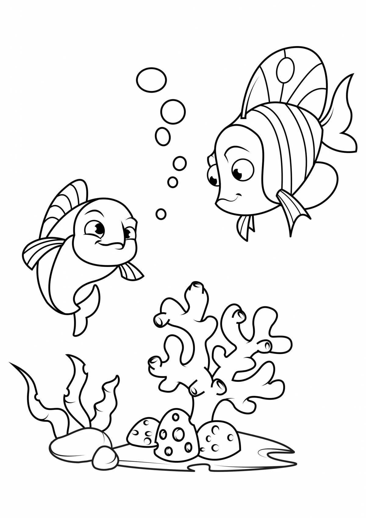 Colorful fish coloring for girls