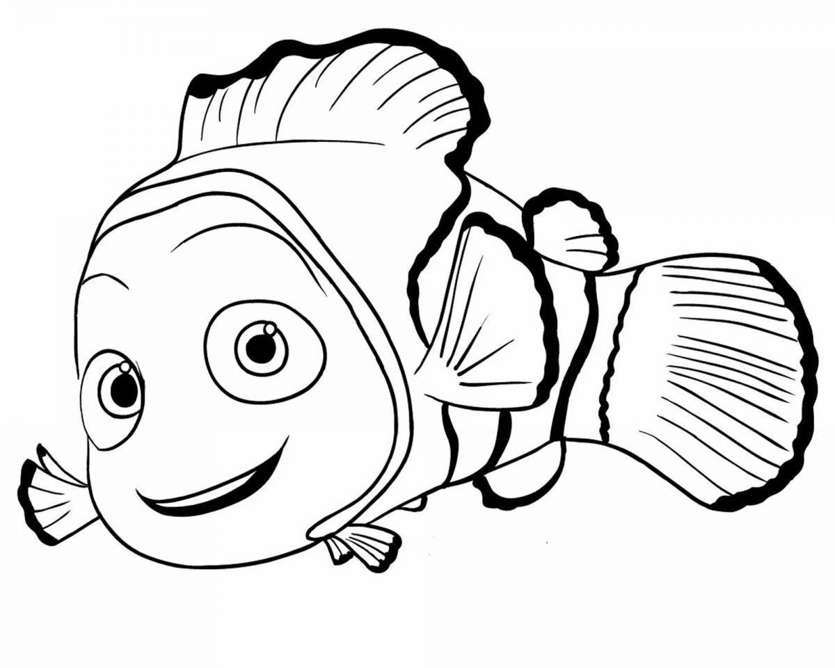 Радостная рыбка-раскраска для девочек