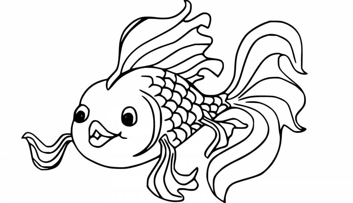 Photo Adorable fish coloring book for girls