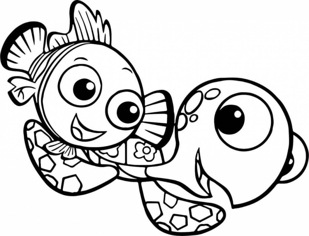 Attractive fish coloring book for girls