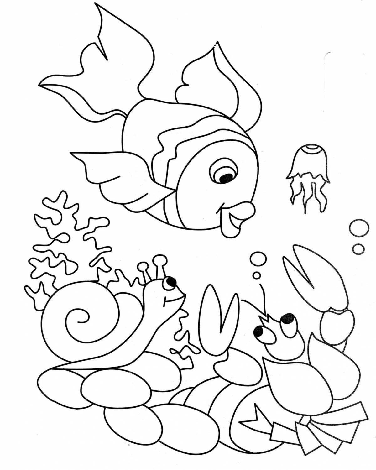 Dazzling fish coloring book for girls