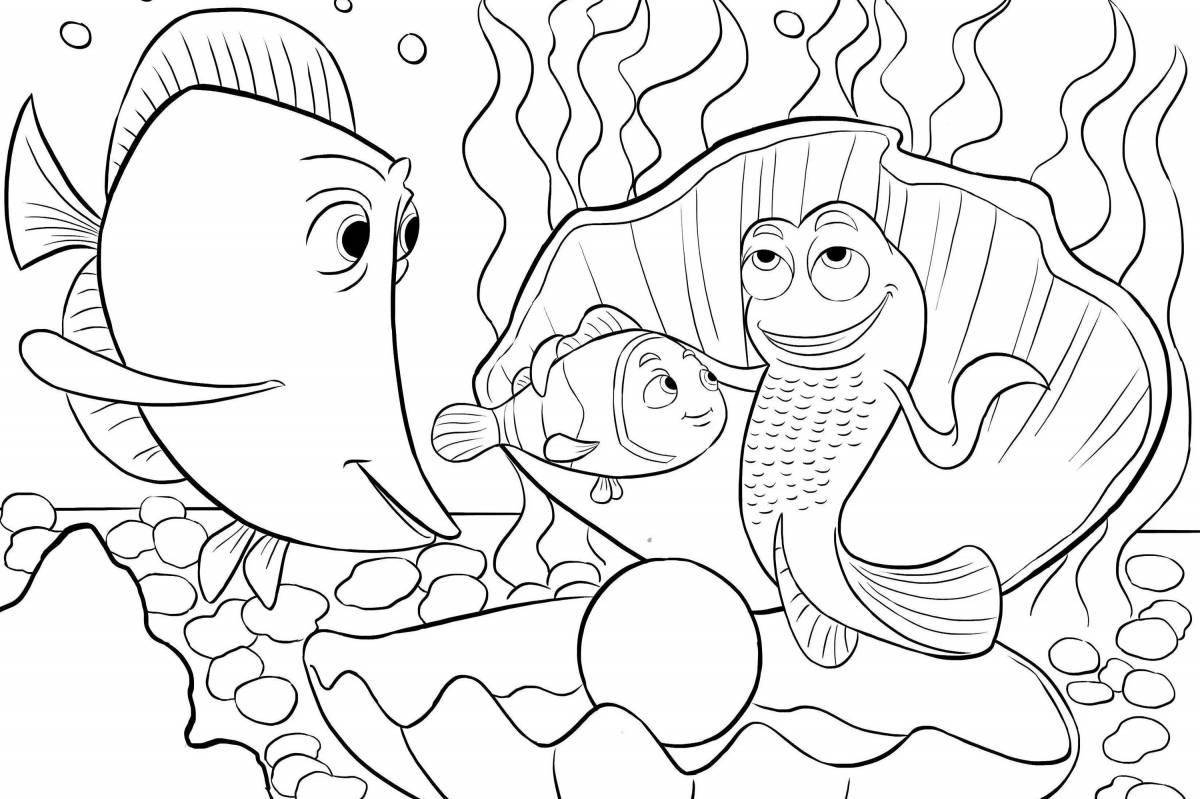 Glitter fish coloring book for girls