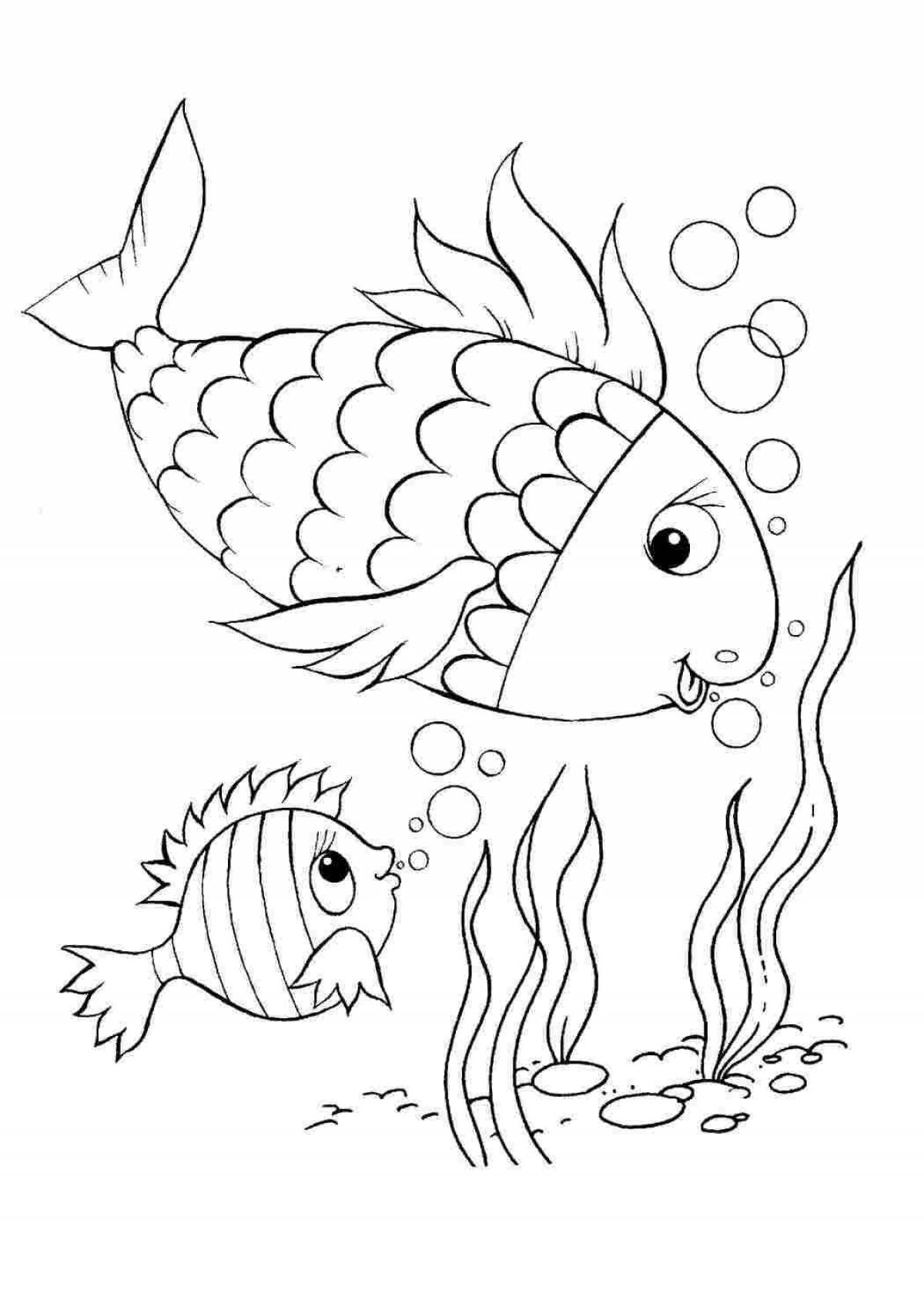 Glamorous fish coloring page for girls
