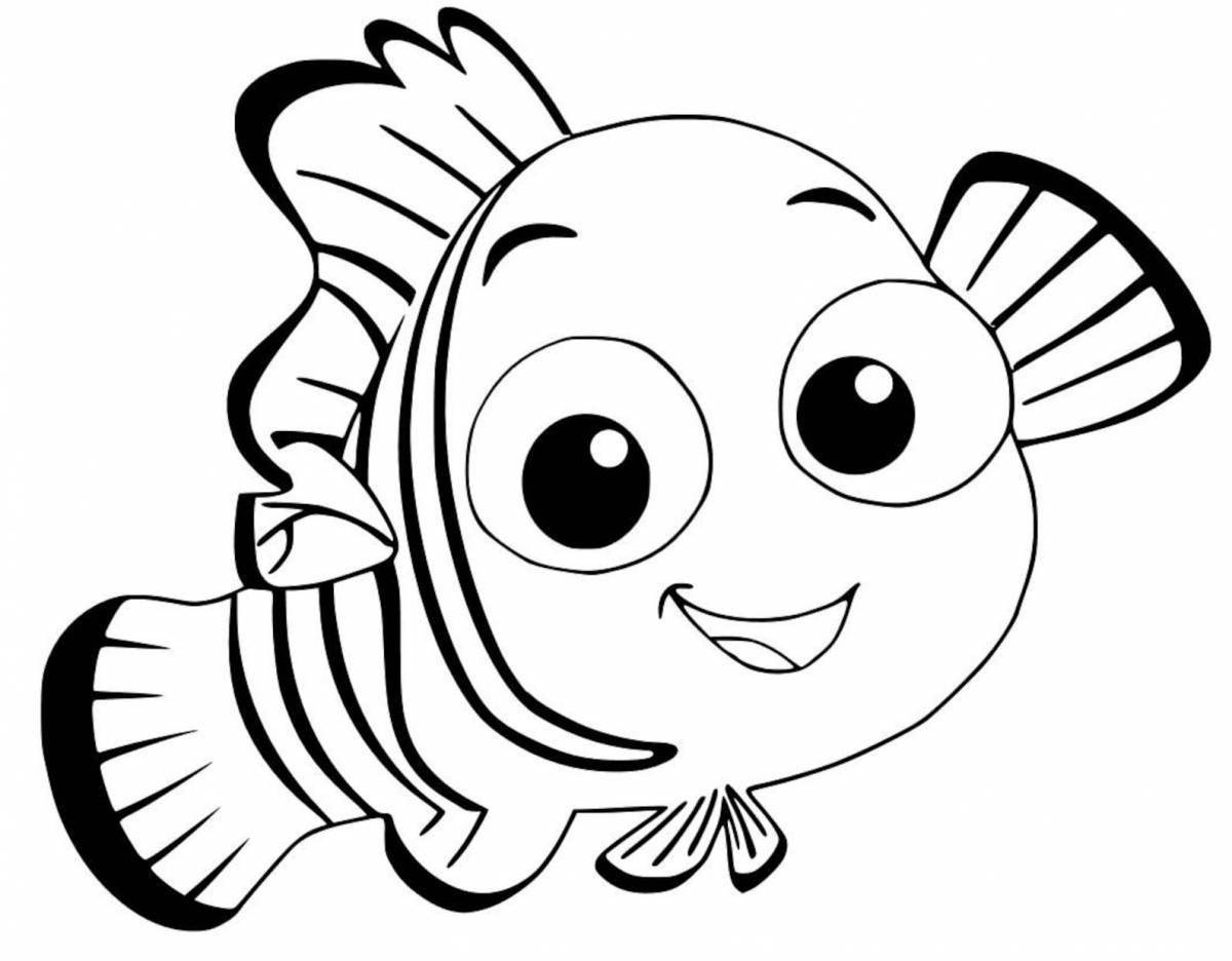 Cute fish coloring book for girls