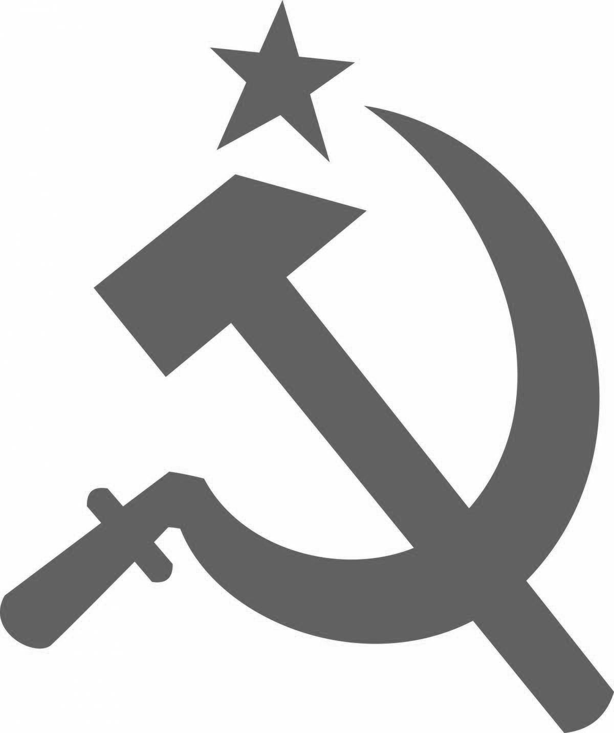 Colorful hammer and sickle coloring page