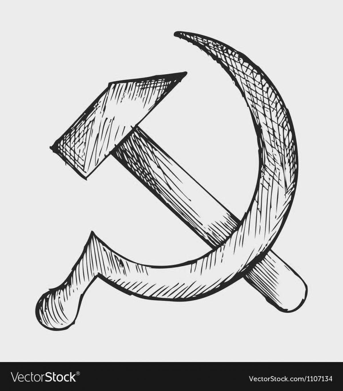Intricate hammer and sickle coloring page
