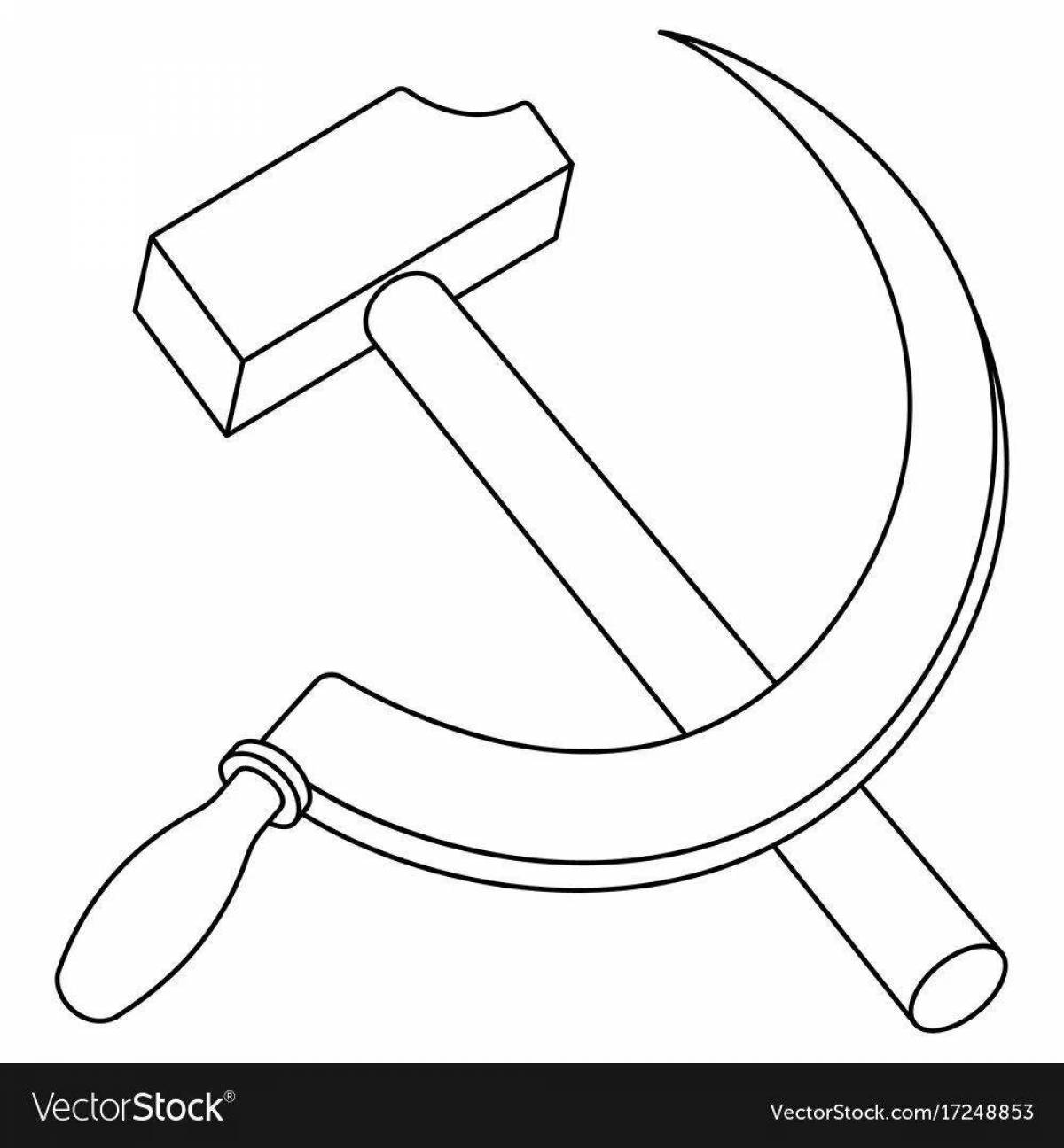 Unique hammer and sickle coloring page