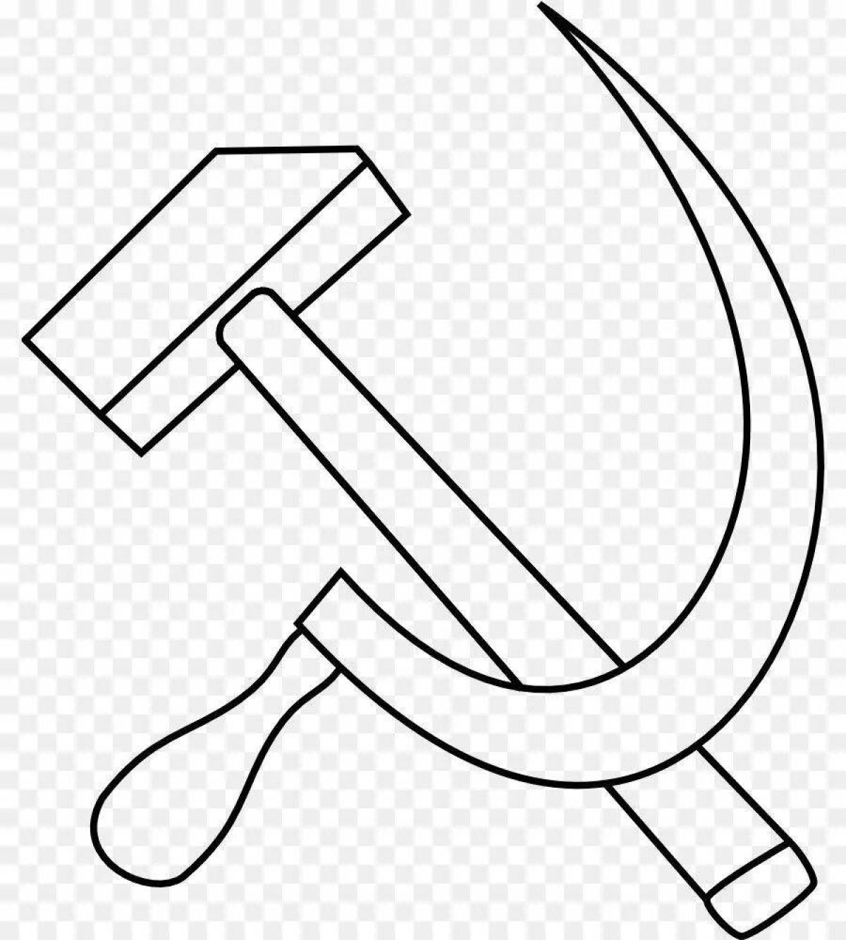 Playful hammer and sickle coloring page