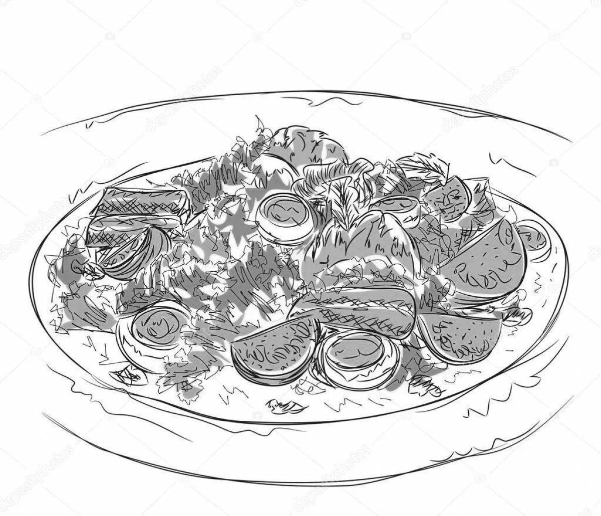 Пикантный салат с креветками