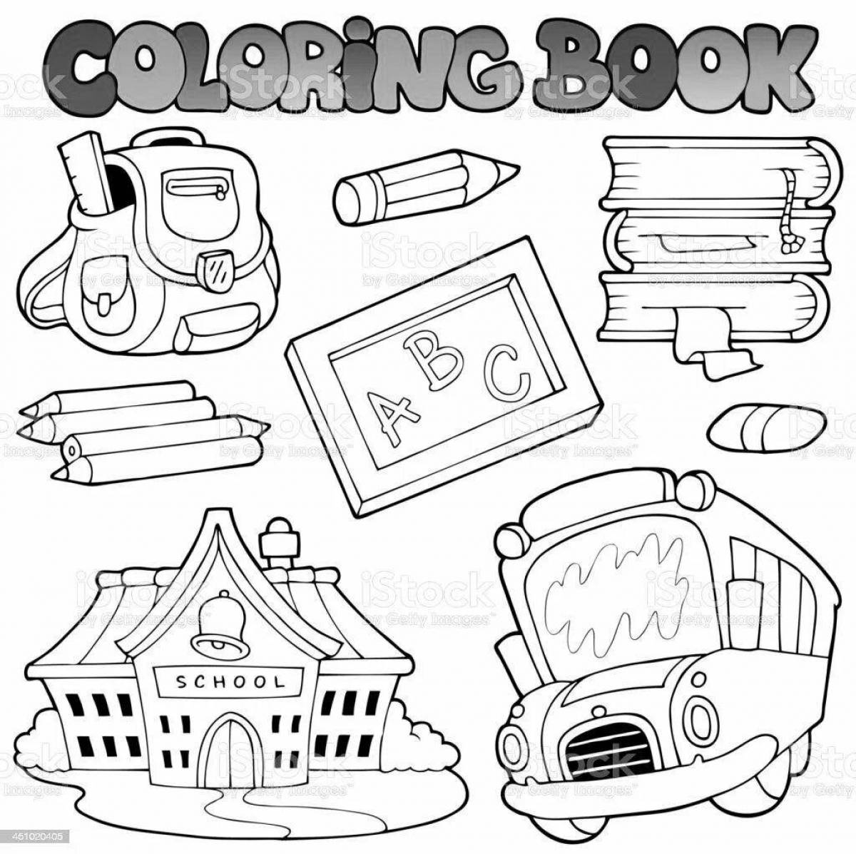 Creative coloring school supplies of the future