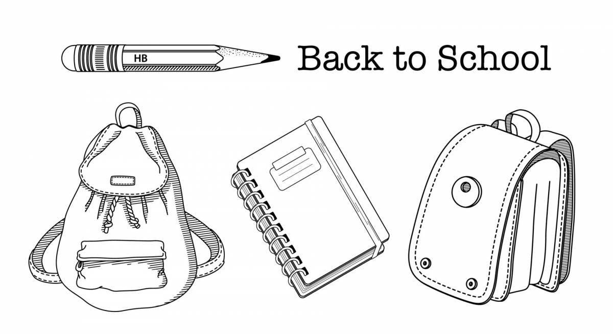 Modern coloring pages school supplies of the future