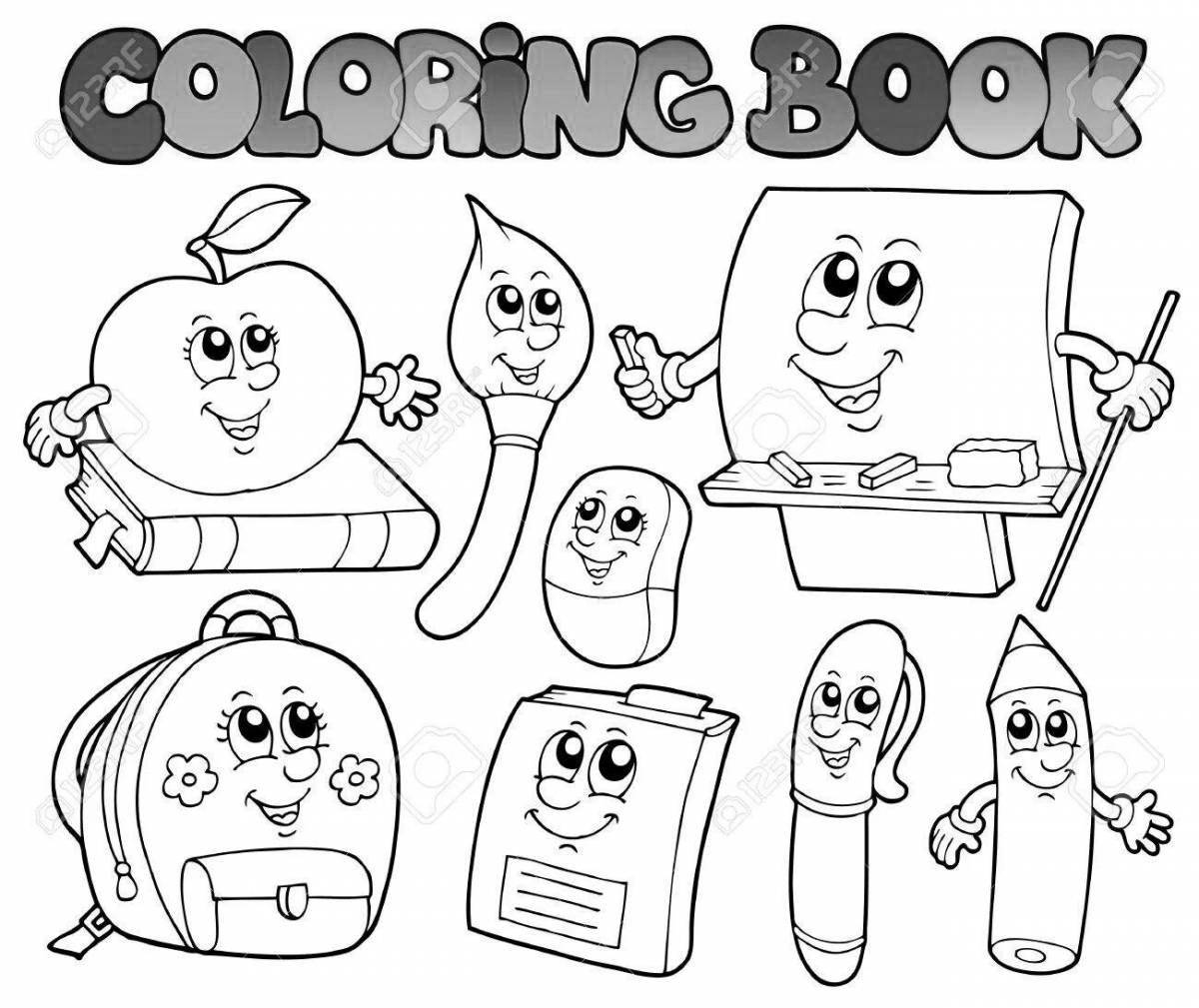 Coloring school supplies of the future