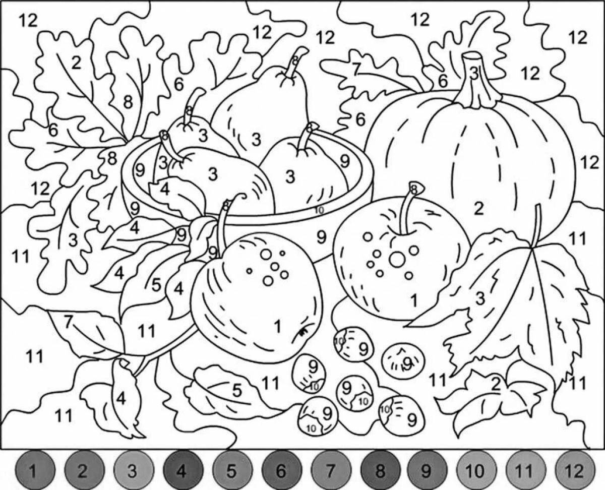 Color-explosion video by numbers coloring page