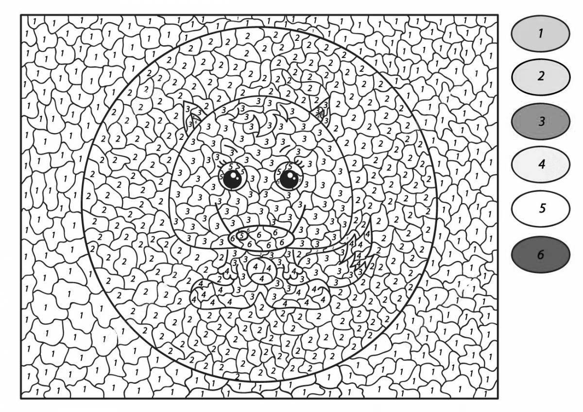 Color-riot video by numbers coloring page