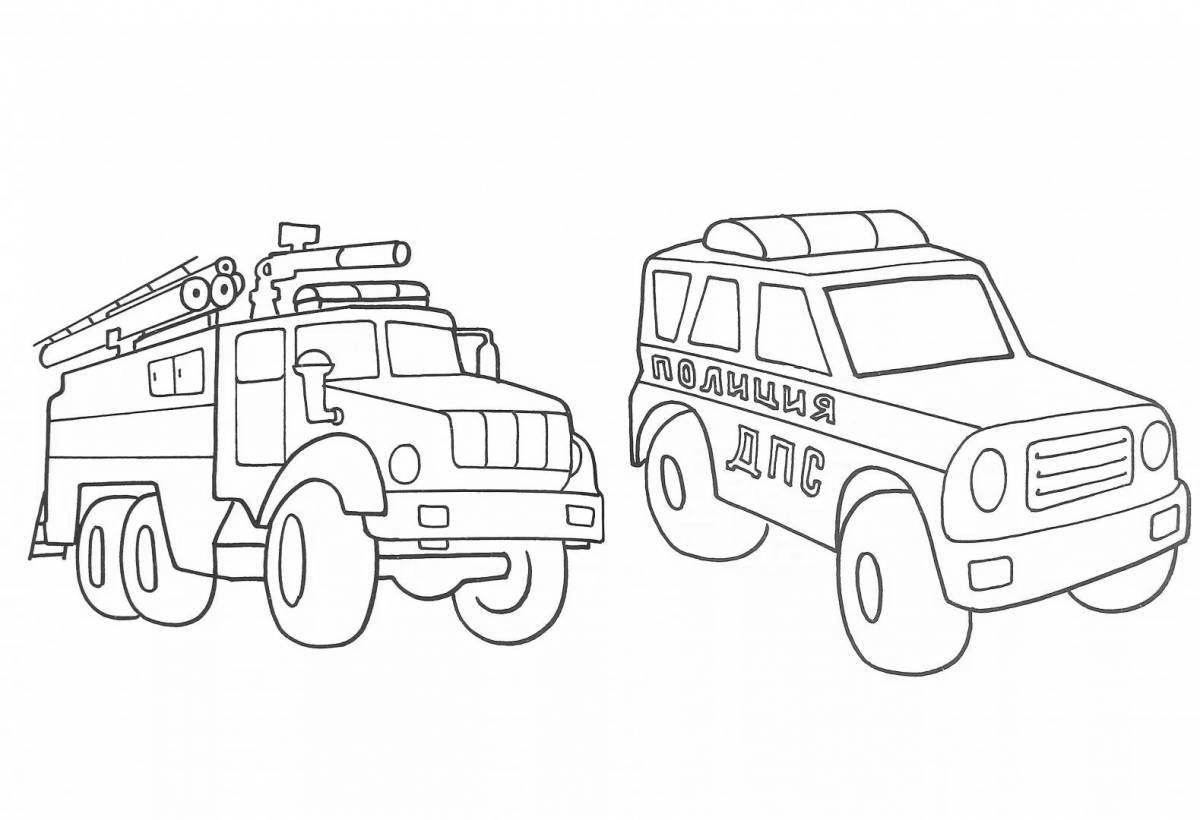 Coloring page transport lively boys