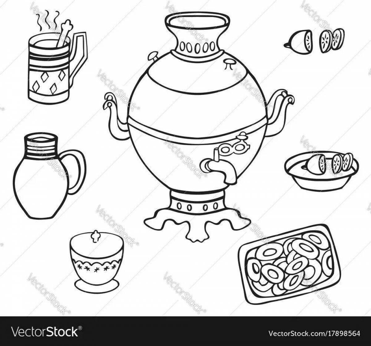 A funny samovar carnival coloring book